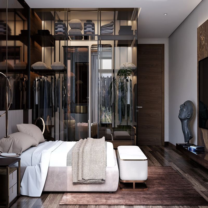 YALIG Armário de madeira de estilo americano com design de porta de vidro moderna