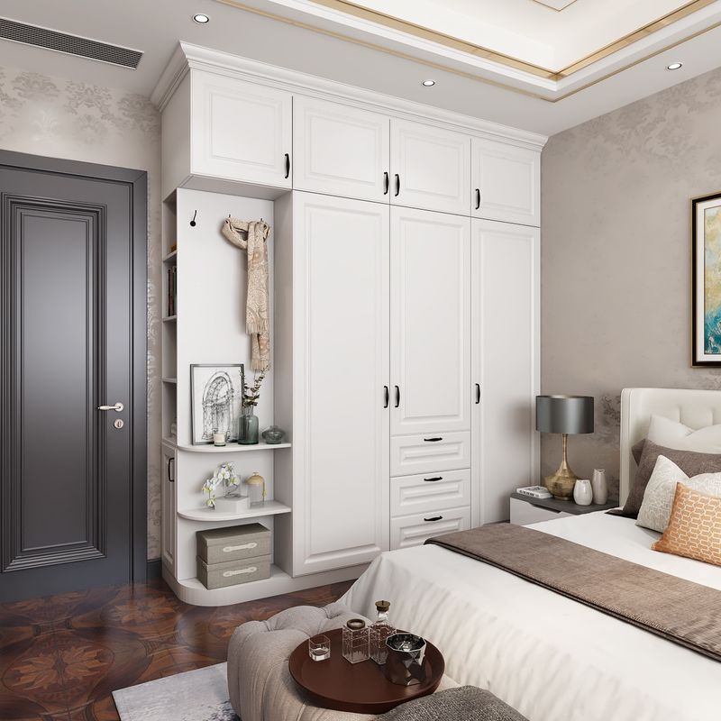 Armário de quarto moderno de madeira de tamanho personalizado com estilo europeu e estilo de painel