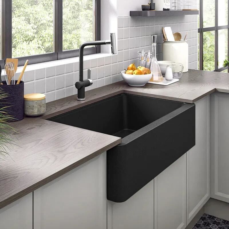 Armário de cozinha de conjunto completo com material Mdf em relevo em estilo de design moderno