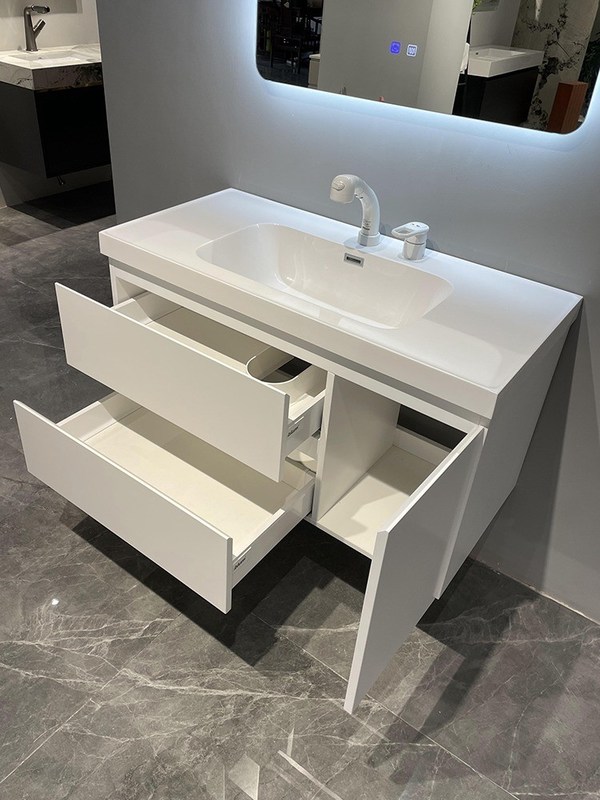 Banheiro montado na parede Vanity com lava-louças estilo romance luxo moderno de madeira maciça estilo euro