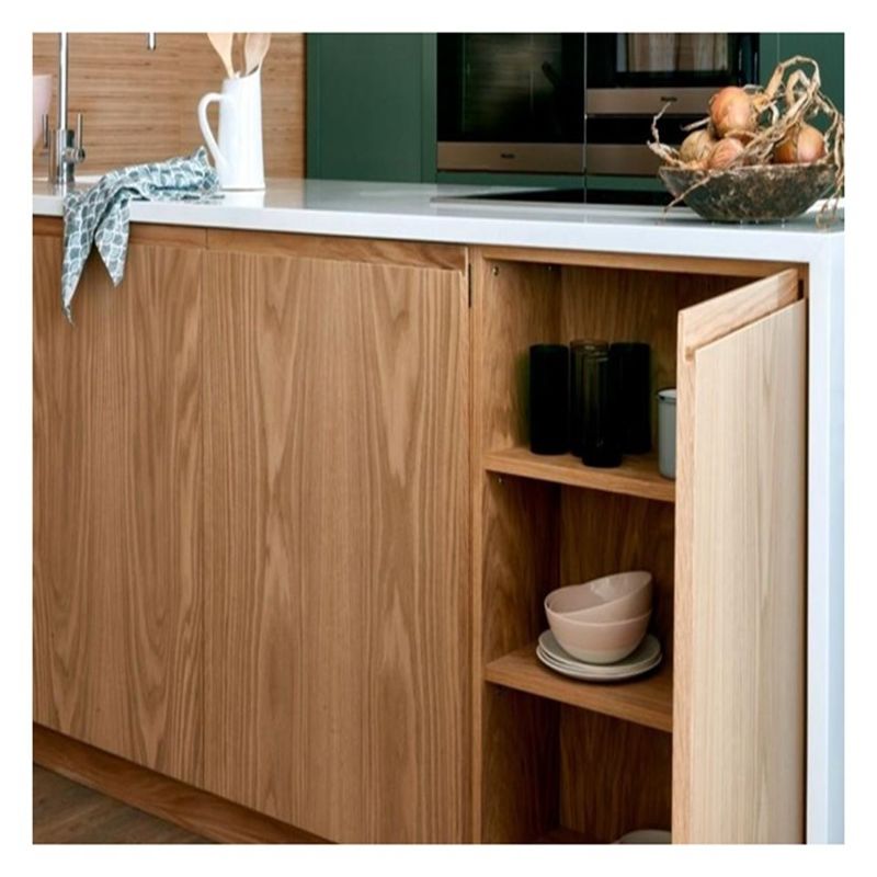Armários de cozinha de design de painel plano de estilo moderno Veneer Veneer de carvalho para sua casa moderna