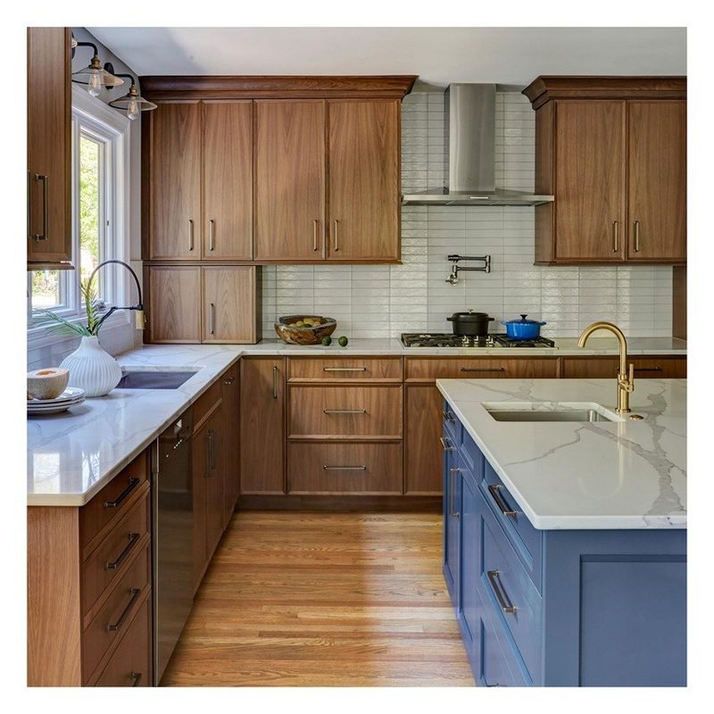 Armários de cozinha de design de painel plano de estilo moderno Veneer Veneer de carvalho para sua casa moderna
