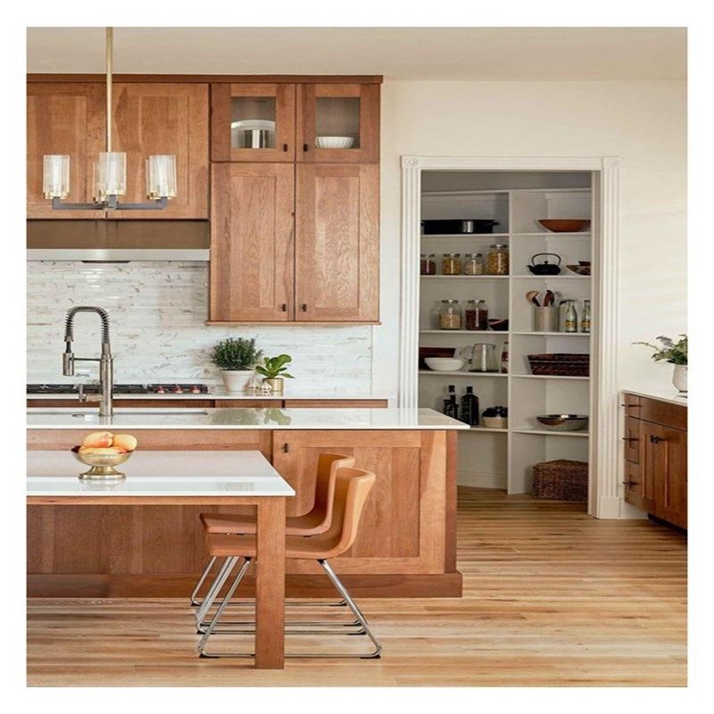 Armários de cozinha de design de painel plano de estilo moderno Veneer Veneer de carvalho para sua casa moderna