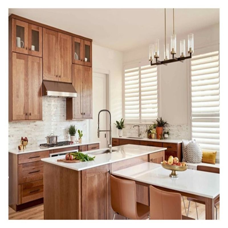 Armários de cozinha de design de painel plano de estilo moderno Veneer Veneer de carvalho para sua casa moderna