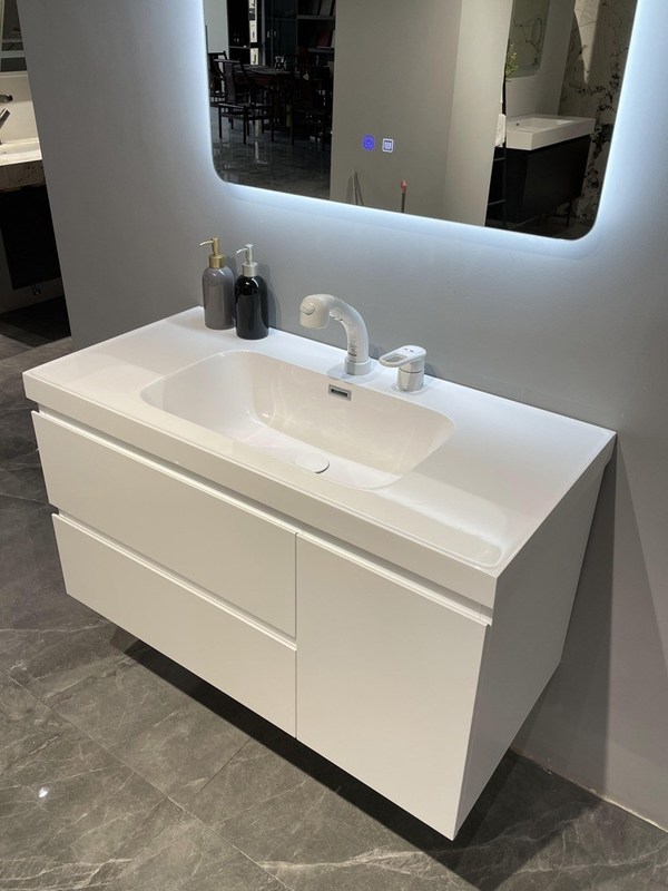 Banheiro montado na parede Vanity com lava-louças estilo romance luxo moderno de madeira maciça estilo euro