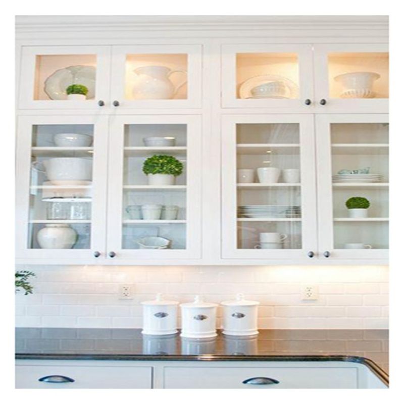 Vender Armários de cozinha modulares de vidro emoldurado em alumínio branco com material de porta MDF