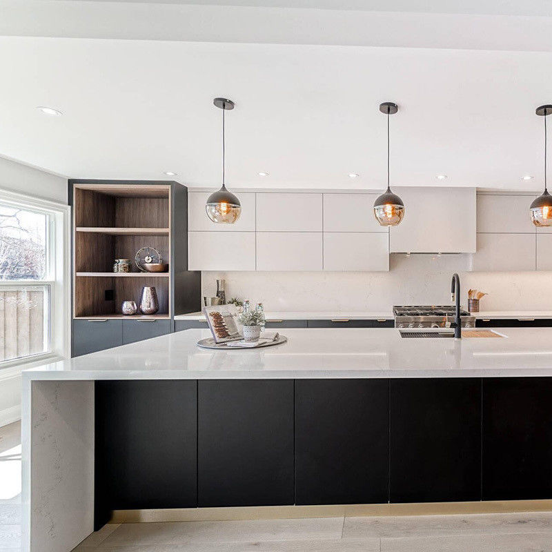 Armário de cozinha de luxo com estilo moderno e painel de porta de laca