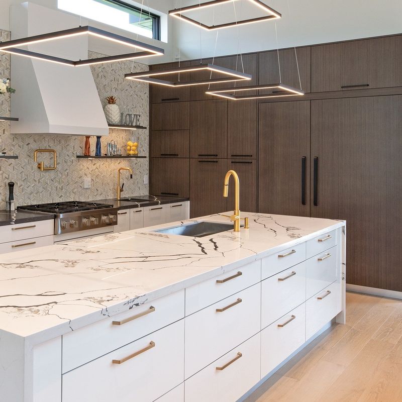 Design de gabinete de cozinha Modular Madeira Sólida Mdf Veneer Laca Finish Madeira de Nozes Cor