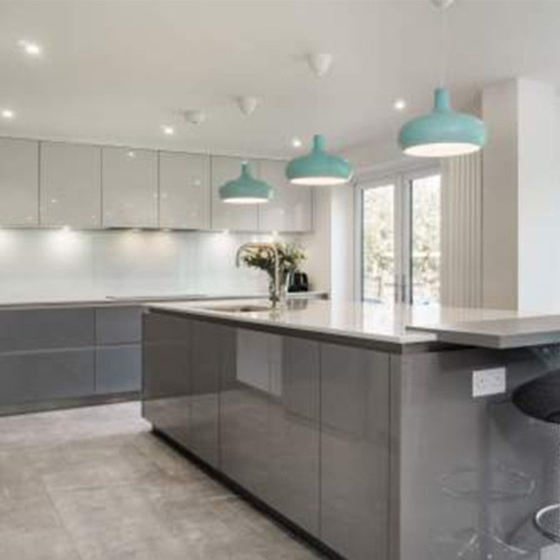 Flat Edge Countertop bordado e pia Incluído no nosso Modern Design Kitchen Cabinet Set