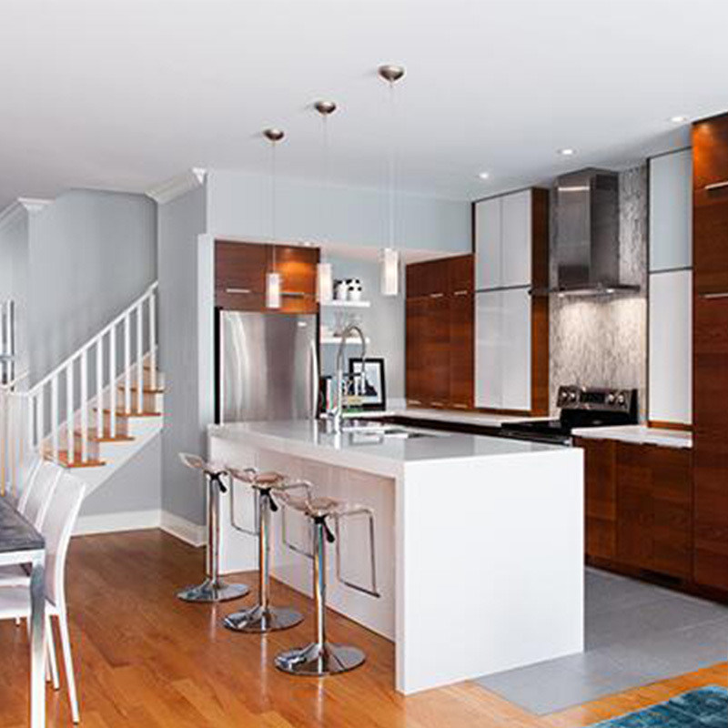 Armários de cozinha personalizados de cor de chapa completa para o mercado em design moderno