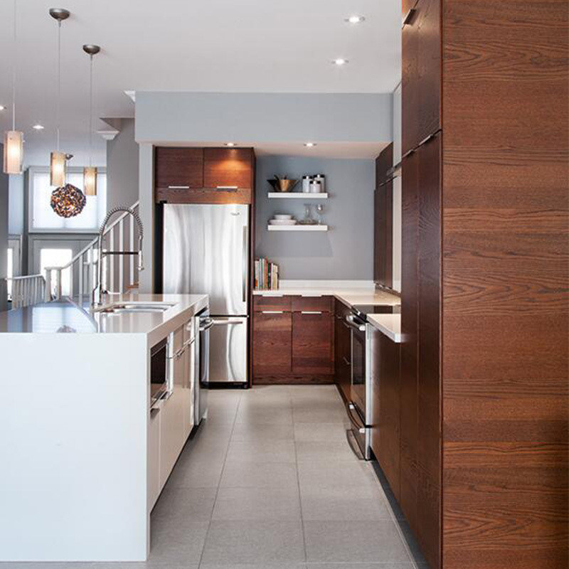 Armários de cozinha personalizados de cor de chapa completa para o mercado em design moderno