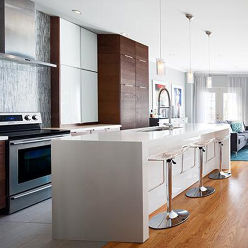 Armários de cozinha personalizados de cor de chapa completa para o mercado em design moderno