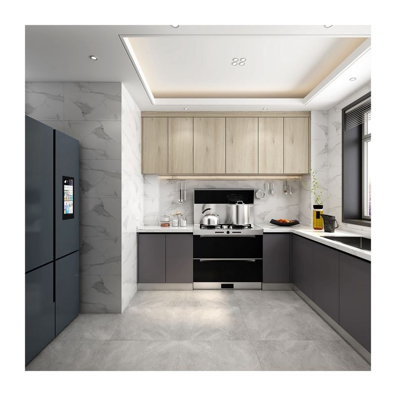 Conjunto de gabinete pendurado de parede de design moderno e à prova d'água para móveis de cozinha