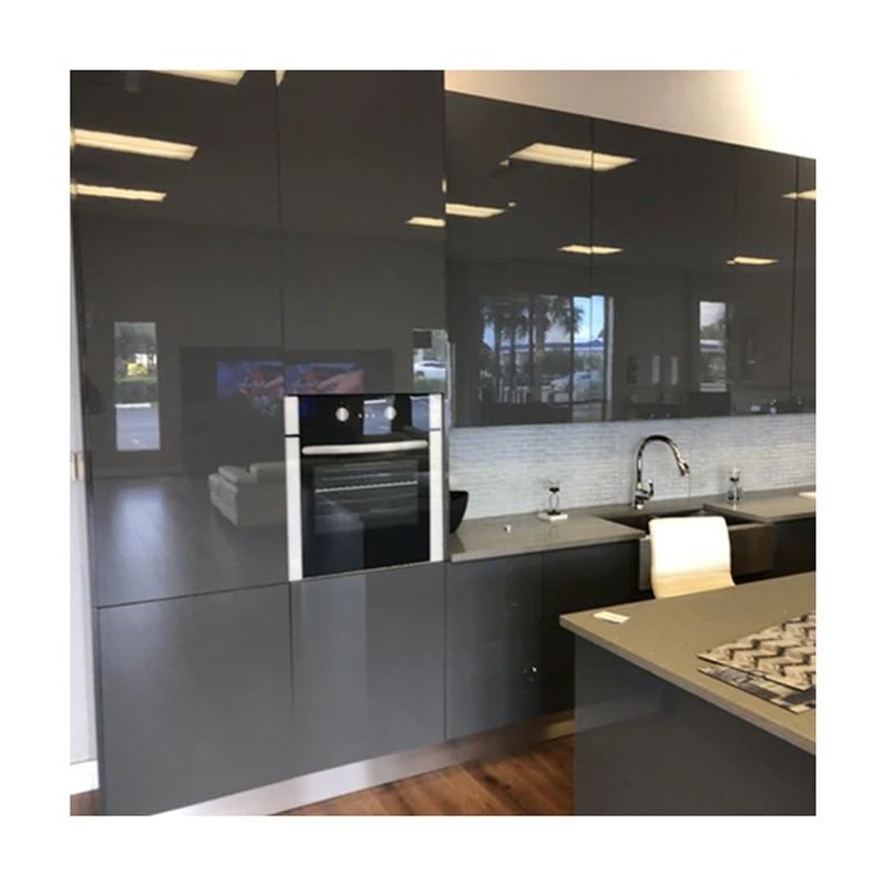 Armário de cozinha de laca de alto brilho com estilo moderno personalizado e painel de porta acrílico