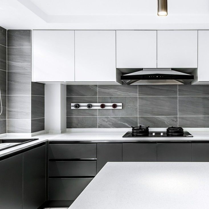 Armários de cozinha brancos em forma de L contemporâneos altamente ODM / OEM com tipo de armário modular