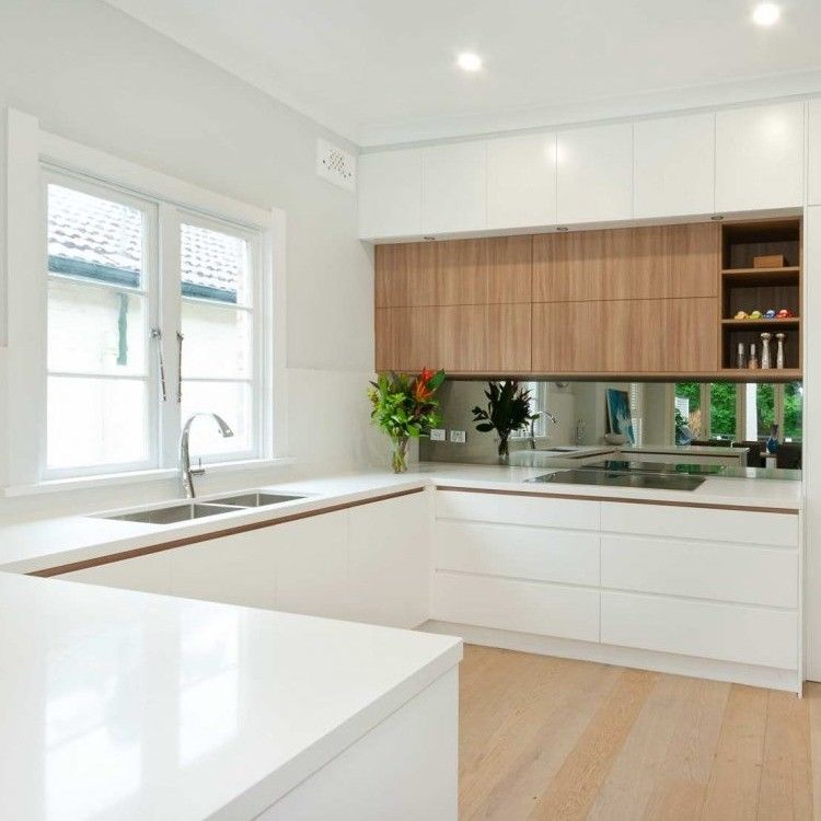 Armários de cozinha brancos em forma de L contemporâneos altamente ODM / OEM com tipo de armário modular
