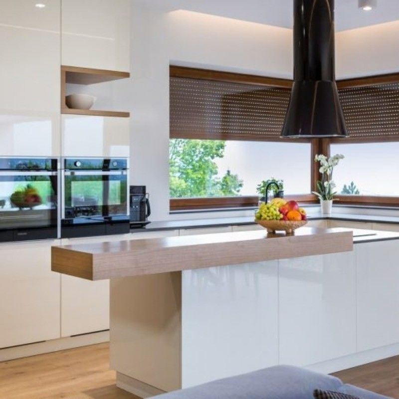 Armários de cozinha de fibra acrílica 3D de alta brilho altamente ODM / OEM para estilo moderno