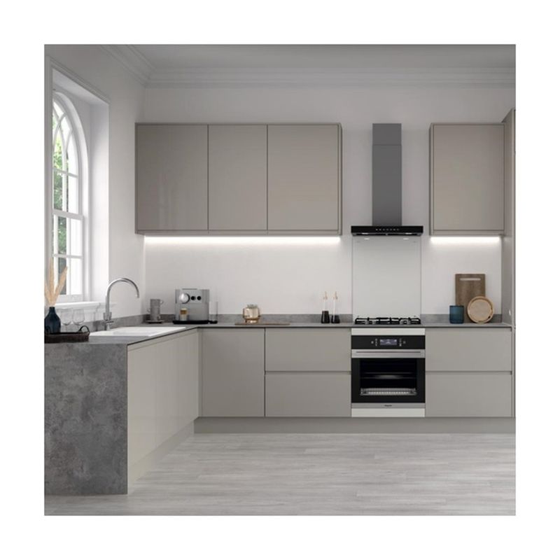 Mobiliário de cozinha moderno com hardware Blum e design de madeira de cor de folheado personalizado