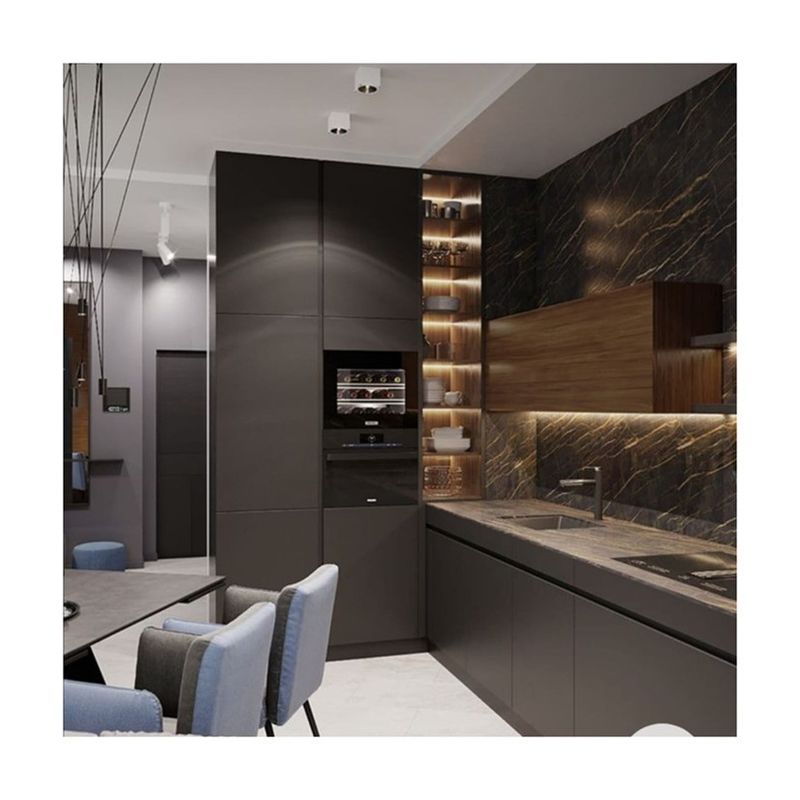 Villa Cozinha YALIG Design moderno Cozinha exterior de cor preta Gabinete de despensa com bar