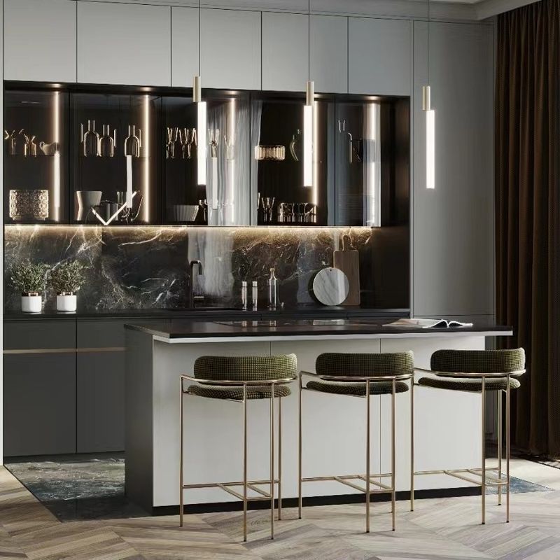 Villa Cozinha YALIG Design moderno Cozinha exterior de cor preta Gabinete de despensa com bar