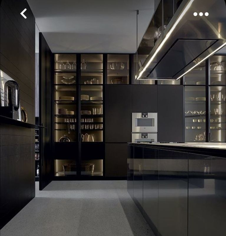 Villa Cozinha YALIG Design moderno Cozinha exterior de cor preta Gabinete de despensa com bar