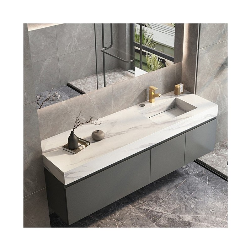 Banheiro de largura personalizada Vanity Single Sink Set com banheiro de espelho em estilo moderno