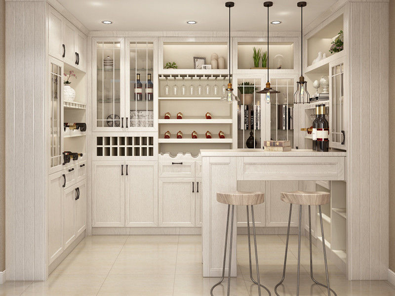 Mobiliário para casa de luxo moderno Bar de estilo euro Estante de vinho com design de painel de estilo de madeira