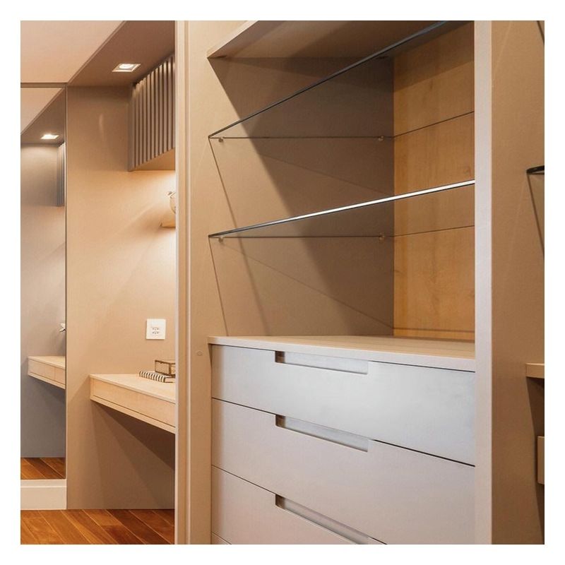 Design contemporâneo Painel de porta de vidro preto Armário de quarto de madeira maciça para apartamento