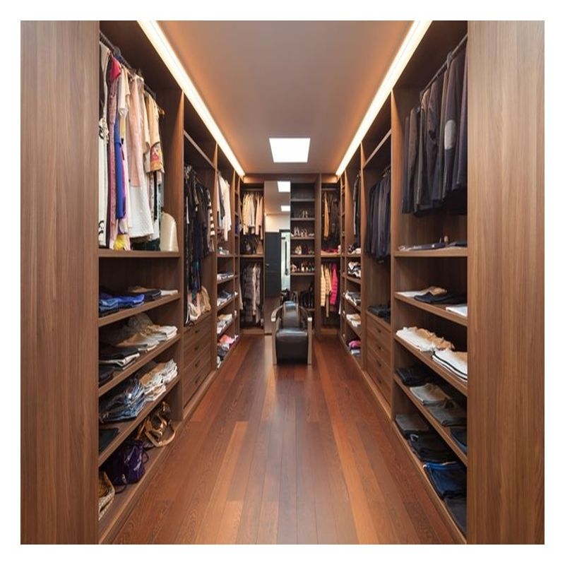 Design contemporâneo Painel de porta de vidro preto Armário de quarto de madeira maciça para apartamento