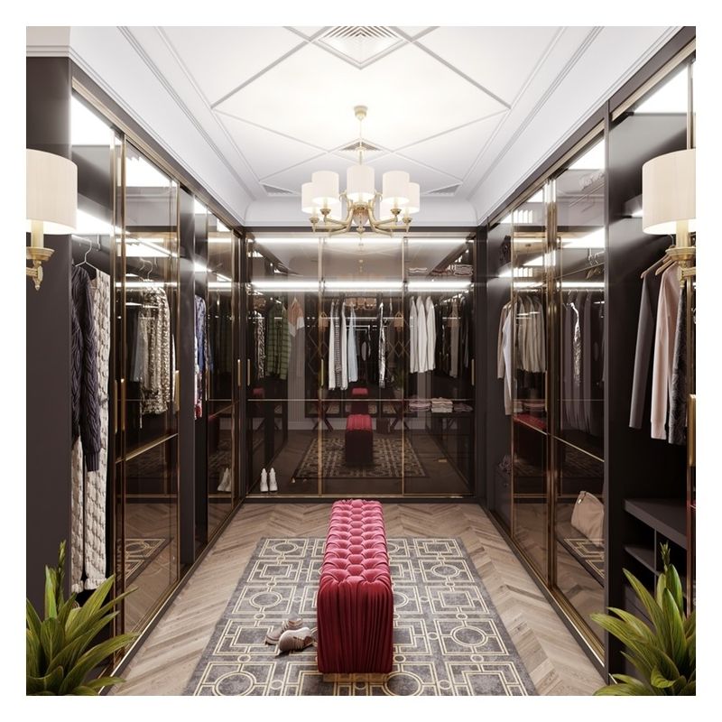 Elegante guarda-roupa de vidro com luz LED para desenhos do cliente
