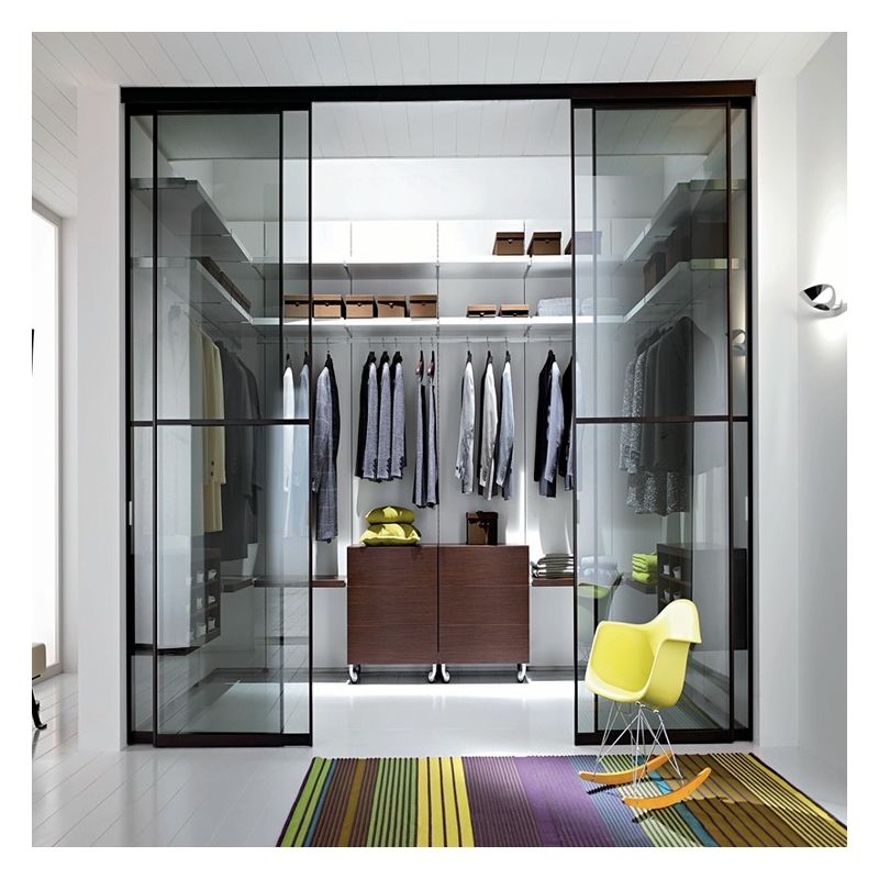 Elegante guarda-roupa de vidro com luz LED para desenhos do cliente