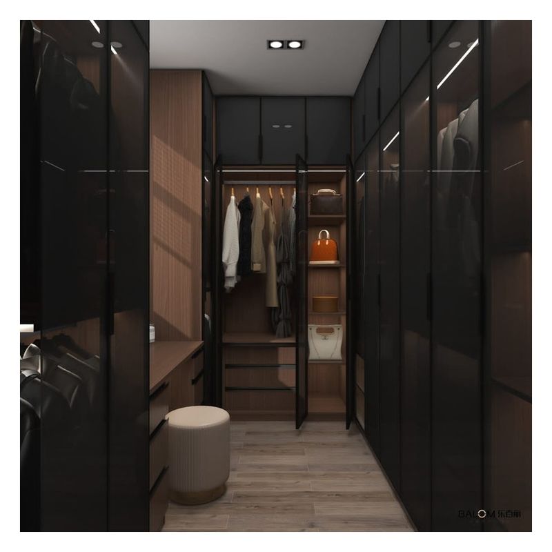 Design de iluminação de armários elegante Painel de porta de vidro preto com painéis dobráveis
