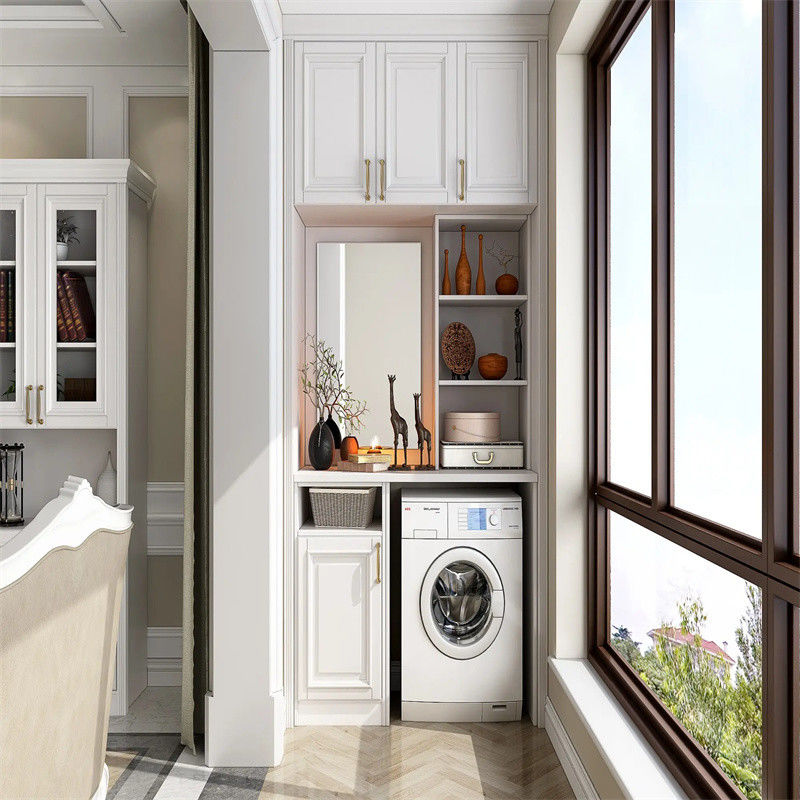 Cor personalizada YALIG Modern Laundry Cabinet Vanity Closet com lavatório e cesta opcionais