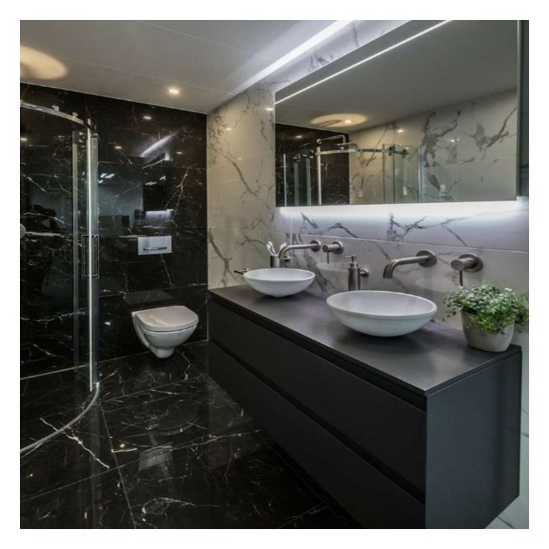 Vanidade montada na parede em quartzo artificial em estilo de design europeu para design de apartamento