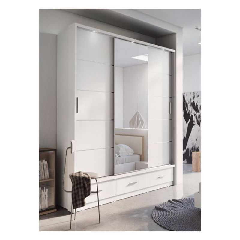Modern Design Roupas personalizadas Guarda-roupa com painel de porta de vidro preto e laca de espelho