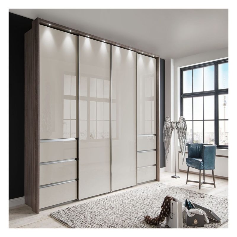 Modern Design Roupas personalizadas Guarda-roupa com painel de porta de vidro preto e laca de espelho