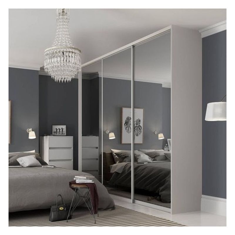 Modern Design Roupas personalizadas Guarda-roupa com painel de porta de vidro preto e laca de espelho