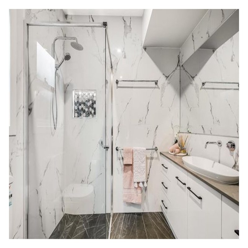 Armário de banheiro acrílico de alta brilho de cor personalizada com lavatório duplo e montagem na parede