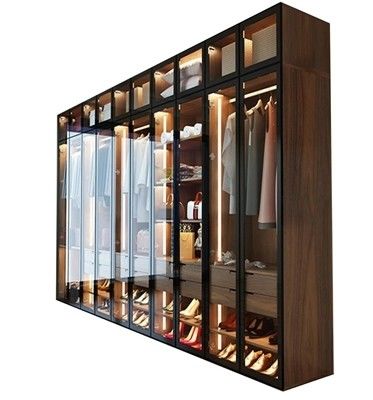 Armário de guarda-roupa de madeira preta Armário de guarda-roupa inteligente Itália Estilo para o seu quarto elegante