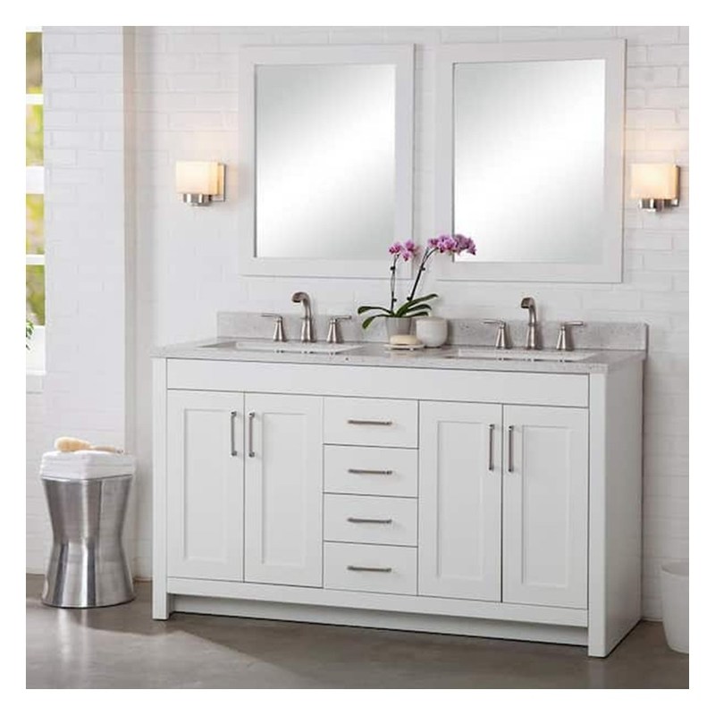 Armário de banheiro de estilo moderno personalizado com coloqueiro lacado com balcão de cerâmica