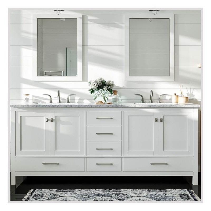 Armário de banheiro de estilo moderno personalizado com coloqueiro lacado com balcão de cerâmica