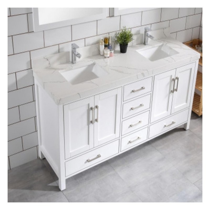 Armário de banheiro de estilo moderno personalizado com coloqueiro lacado com balcão de cerâmica