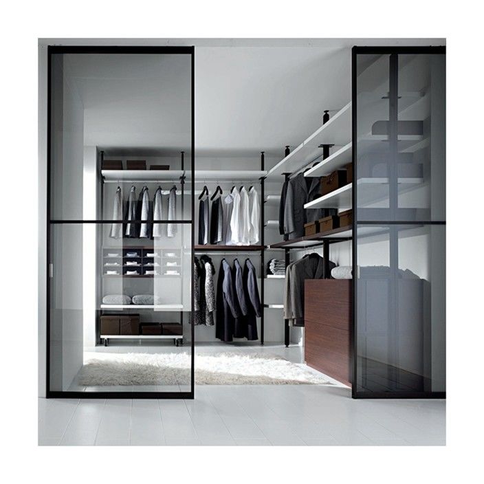 Estilo de Design Moderno Armário Minimalista de Madeira com Painel de Porta de Vidro e Faixa de Luz