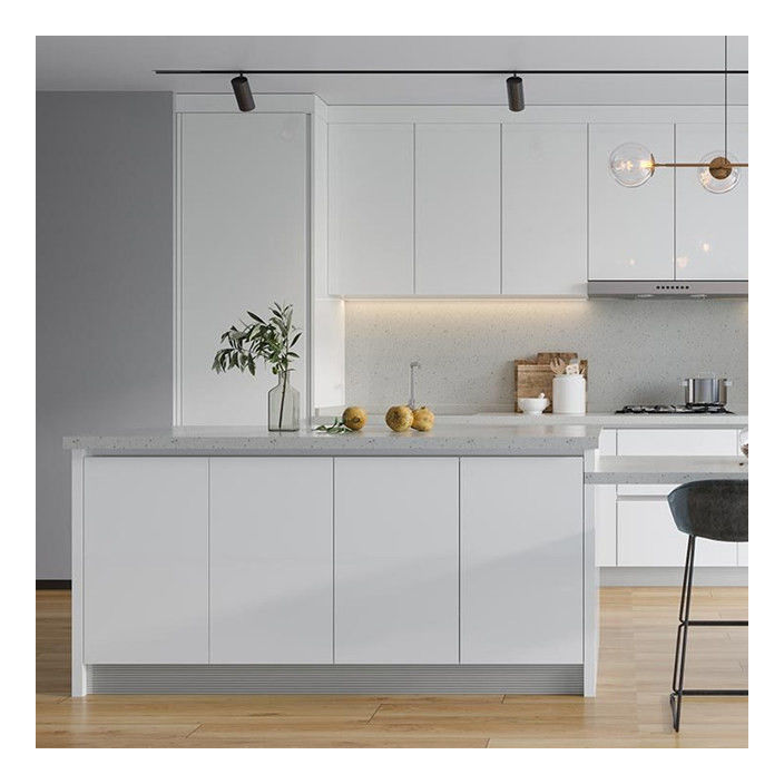 Armários de madeira maciça branca brilhante Armário Tipo Armários de cozinha modular CAD / 3D livremente
