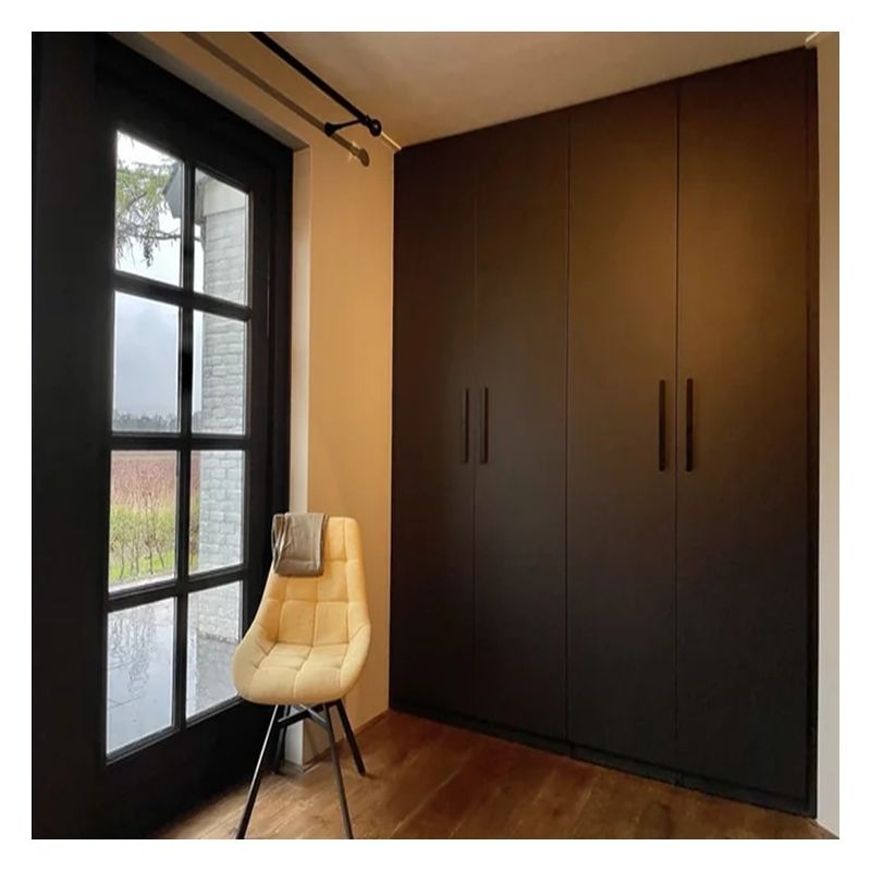 Armário de quarto moderno de madeira estiloso minimalista laca escura fosco com portas de saída