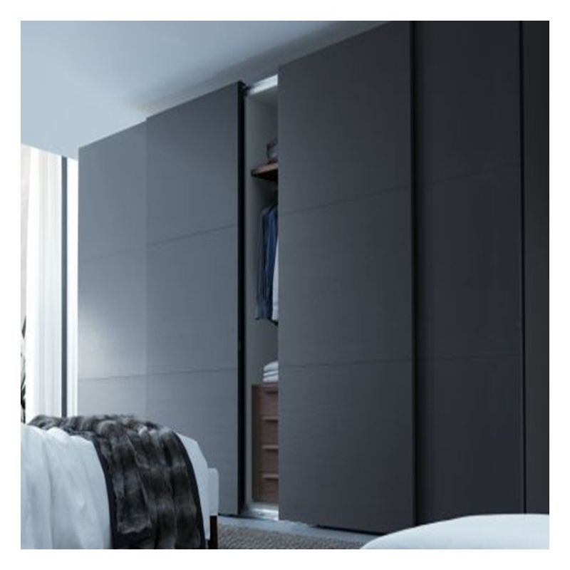 Armário de quarto moderno de madeira estiloso minimalista laca escura fosco com portas de saída