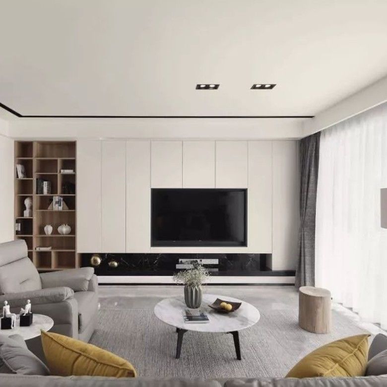 Unidade de suporte de TV montada em parede de madeira ajustável para design de sala de estar moderna de luxo