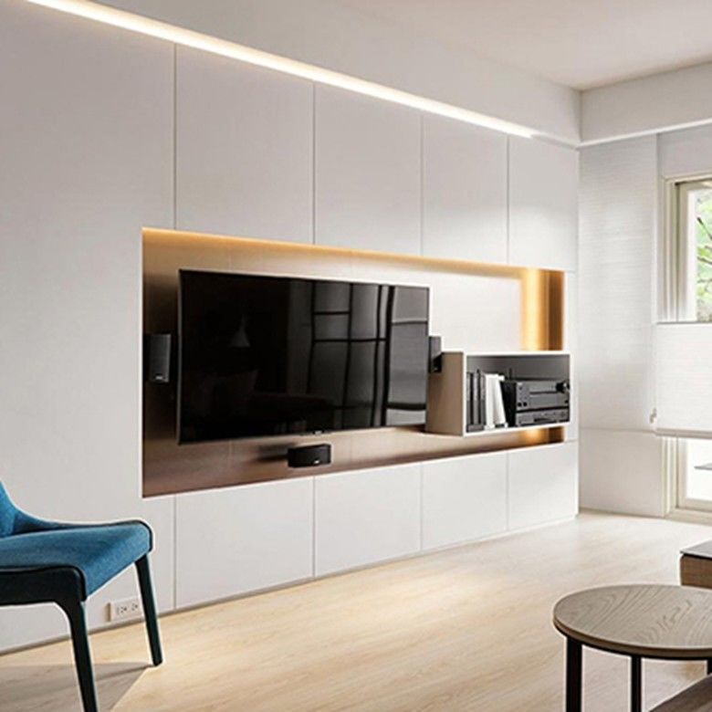 Unidade de suporte de TV montada em parede de madeira ajustável para design de sala de estar moderna de luxo