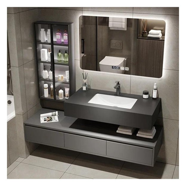 Banheiro individual personalizado com Smart Mirror Minimalista Armário de Madeira Sólida