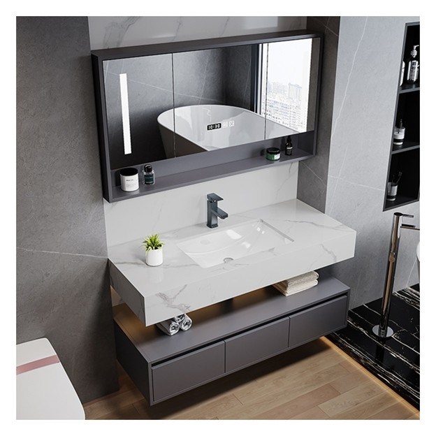 Banheiro individual personalizado com Smart Mirror Minimalista Armário de Madeira Sólida